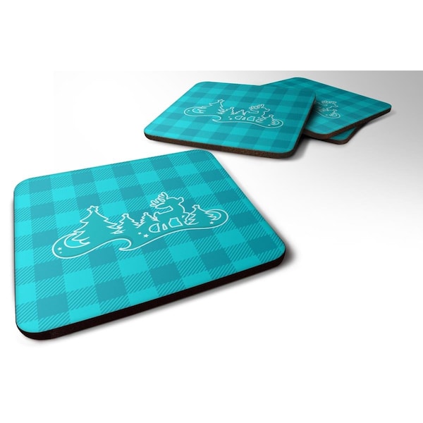 Carolines Treasures Christmas Tree Reindeer Blue Foam Coasters - Set of 4 - BB6974FC