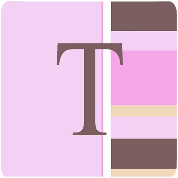 Carolines Treasures Monogram - Pink Stripes Foam Coasters Initial Letter T- Set of 4 - CJ1005-TFC