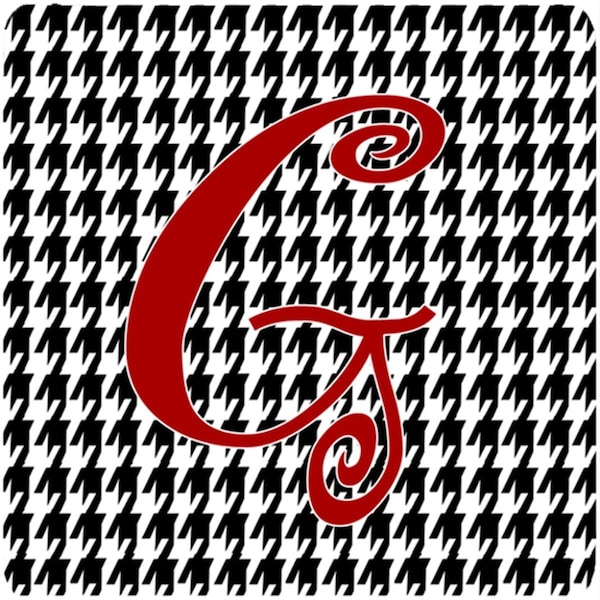 Carolines Treasures Set of 4 Monogram - Houndstooth Black Foam Coasters Initial Letter G - CJ1035-GFC