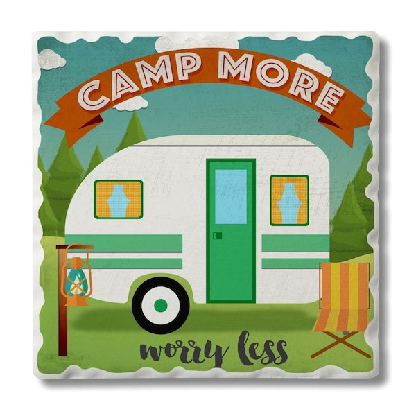 Counterart Counter Art Camp More Worry Less Single Tumbled Tile Coaster - CART0201588