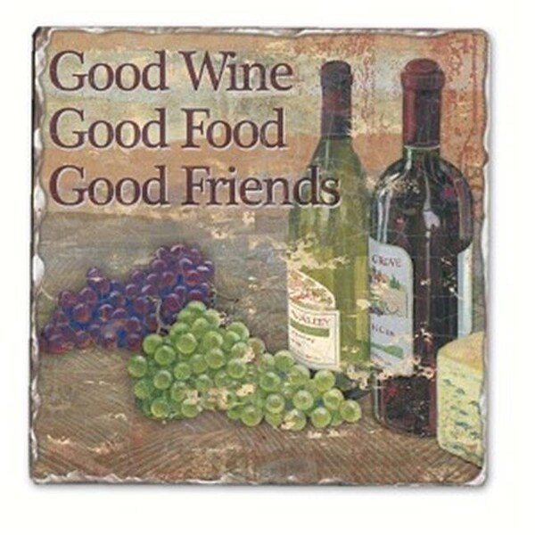 Counterart Counter Art CART11997 Good Wine Good Friends Single Tumbled Tile Coaster - CART11997