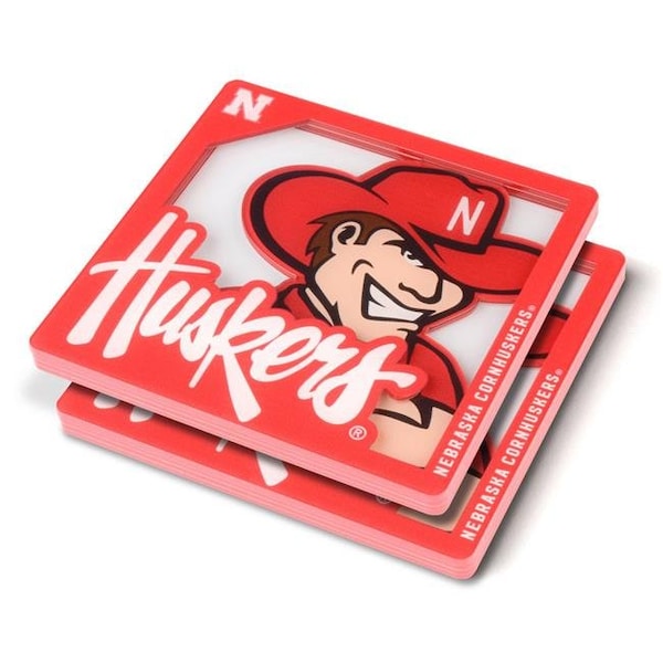 Youthefan YouTheFan 8499443 NCAA Nebraska Cornhuskers 3D Logo Series Coasters - 8499443