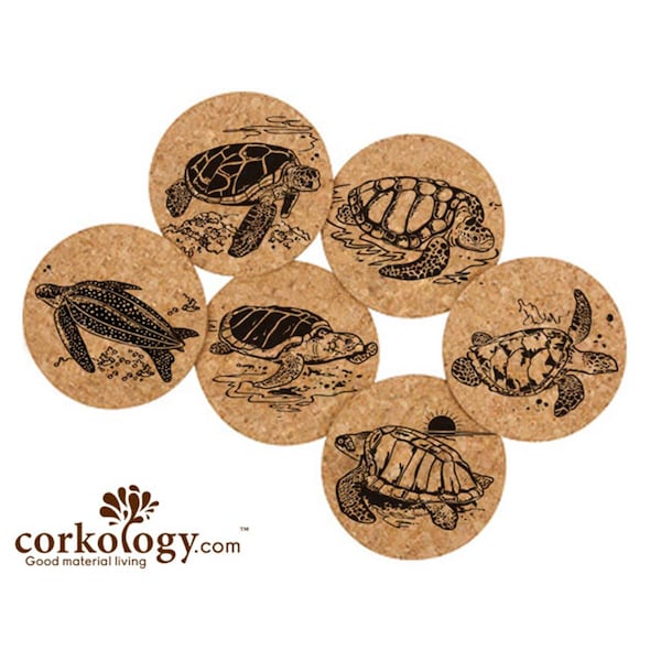 Corkology Sea Tutrles Cork Coaster Sets - 380