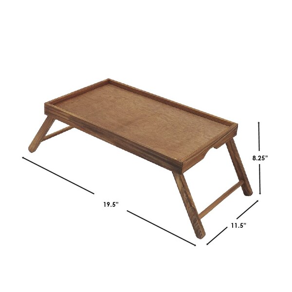 Home Basics Home Basics Folding Multi-Purpose Rustic Bed Tray with Carved Handles, Pine - ZOR96226