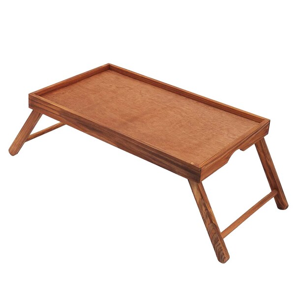 Home Basics Home Basics Folding Multi-Purpose Rustic Bed Tray with Carved Handles, Pine - ZOR96226
