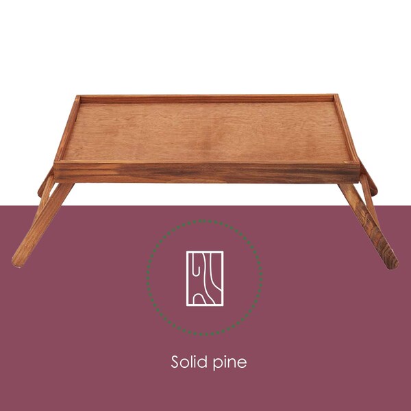 Home Basics Home Basics Folding Multi-Purpose Rustic Bed Tray with Carved Handles, Pine - ZOR96226