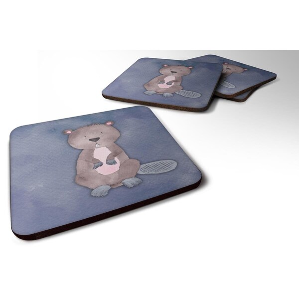 Carolines Treasures Beaver Watercolor Foam Coasters - Set of 4 - BB7392FC