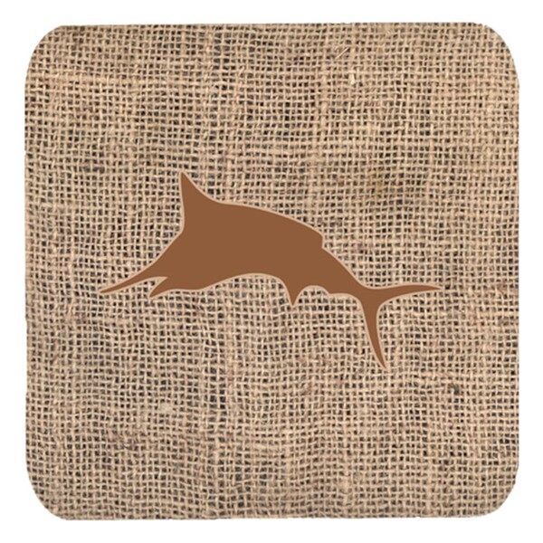 Carolines Treasures Fish - Marlin Burlap And Brown Foam Coasters- Set of 4 - BB1026-BL-BN-FC