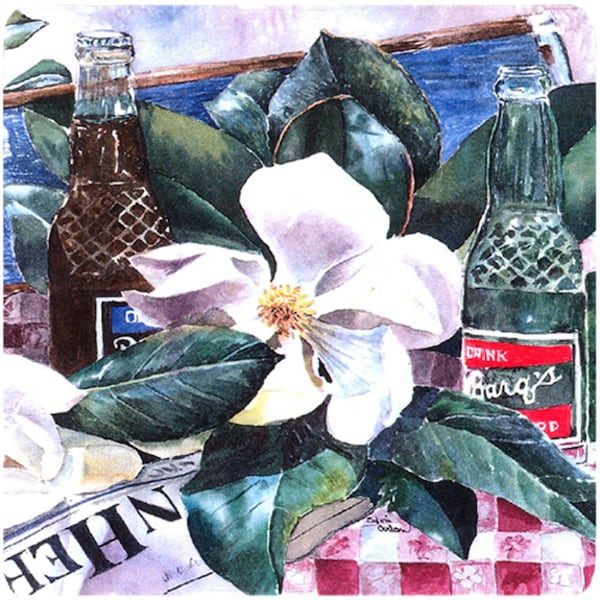Carolines Treasures 3.5 x 3.5 in. Barqs and Magnolia Foam Coasters- Set of 4 - 1009FC