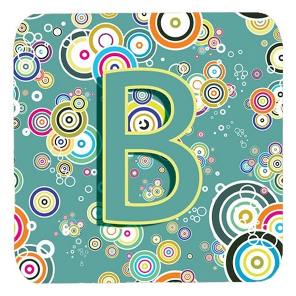 Carolines Treasures Letter B Circle Circle Teal Initial Alphabet Foam Coasters- Set of 4 - CJ2015-BFC