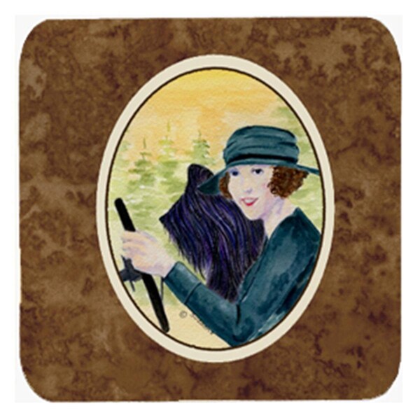 Carolines Treasures Lady Driving With Her Briard Foam Coasters - Set of 4- 3.5 x 3.5 In. - SS8549FC