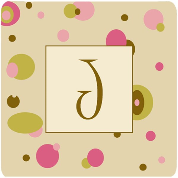 Carolines Treasures Monogram - Tan Dots Foam Coasters Initial Letter J- Set of 4 - CJ1004-JFC