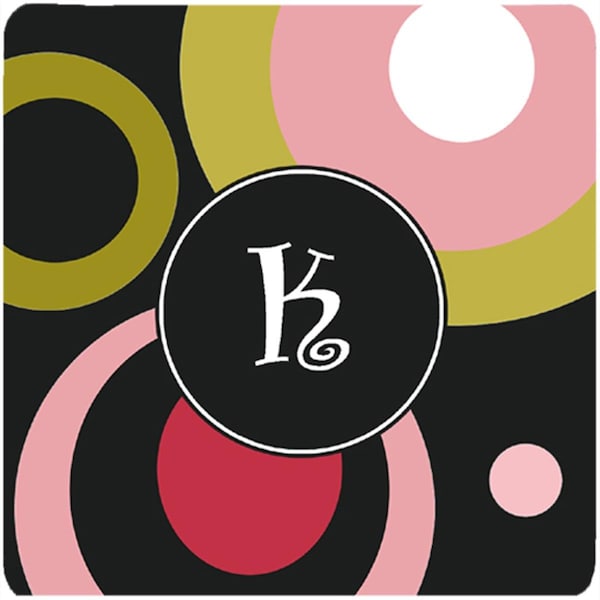 Carolines Treasures Monogram - Retro In Black Foam Coasters - Set of 4- 3.5 x 3.5 In. - AM1001-KFC