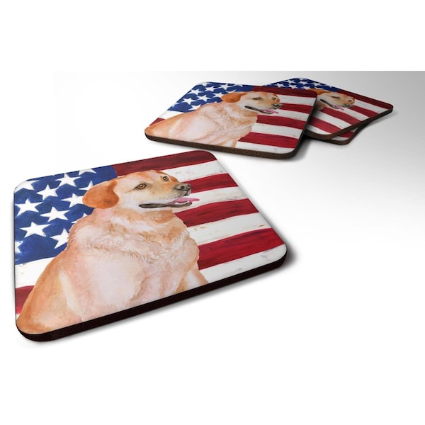 Carolines Treasures Labrador Retriever Patriotic Foam Coaster, 3.5 x 3.5 in. - Set of 4 - BB9714FC