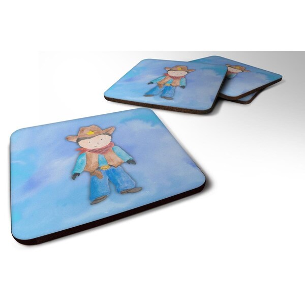Carolines Treasures Cowboy Watercolor Foam Coasters - Set of 4 - BB7368FC