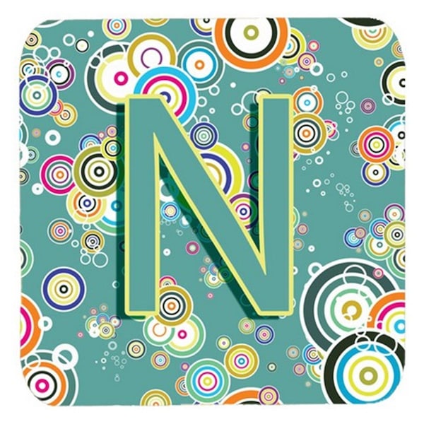 Carolines Treasures Letter N Circle Circle Teal Initial Alphabet Foam Coasters- Set of 4 - CJ2015-NFC
