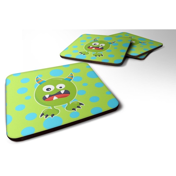 Carolines Treasures Little Monster Greenie Doodle Foam Coasters - Set of 4 - BB7003FC