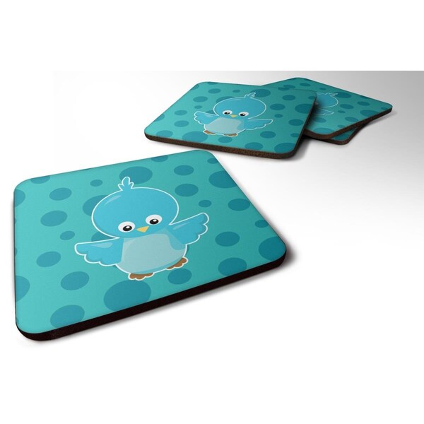 Carolines Treasures Bird on Blue Polkadots Foam Coasters - Set of 4 - BB7013FC