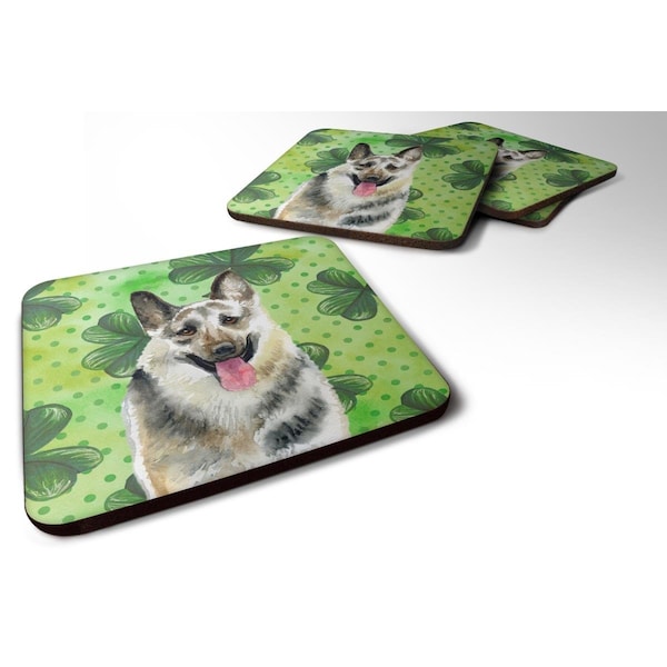Carolines Treasures East-European Shepherd St Patricks Foam Coaster - Set of 4 - BB9823FC