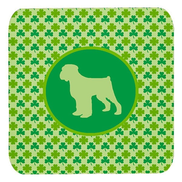 Carolines Treasures Black Russian Terrier Lucky Shamrock Foam Coasters- Set of 4 - SDK1074-C-FC