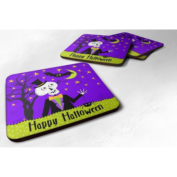 Carolines Treasures Happy Halloween Skeleton Foam Coasters - Set of 4 - VHA3014FC