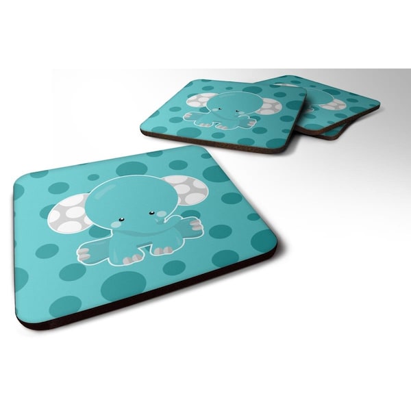 Carolines Treasures Polkadot Elephant Foam Coasters - Set of 4 - BB6836FC