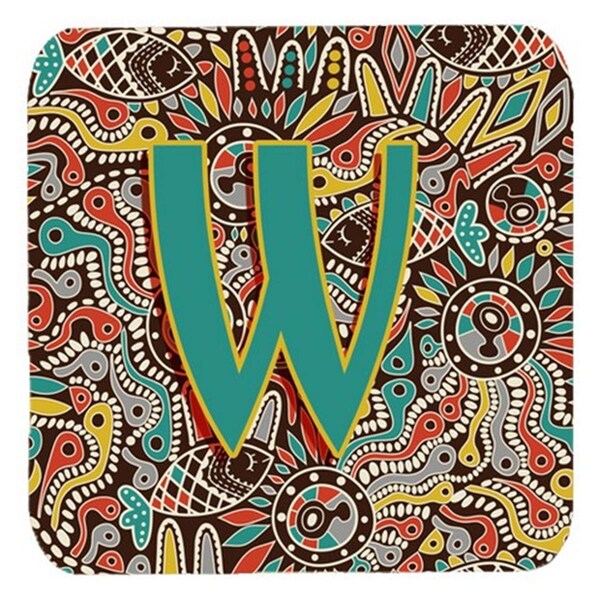 Carolines Treasures Letter W Retro Tribal Alphabet Initial Foam Coasters- Set of 4 - CJ2013-WFC