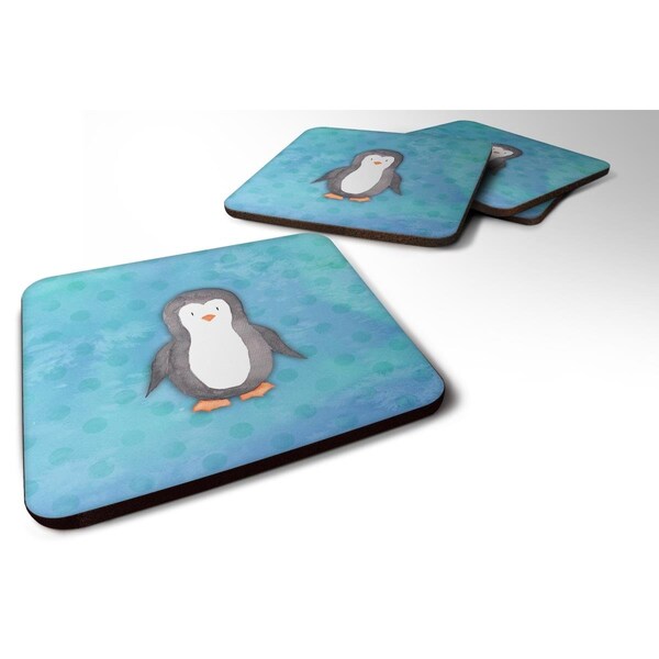 Carolines Treasures Polkadot Penguin Watercolor Foam Coasters - Set of 4 - BB7376FC