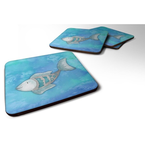 Carolines Treasures Blue Fish Watercolor Foam Coasters - Set of 4 - BB7386FC