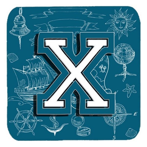 Carolines Treasures Letter x Sea Doodles Initial Alphabet Foam Coasters- Set of 4 - CJ2014-XFC