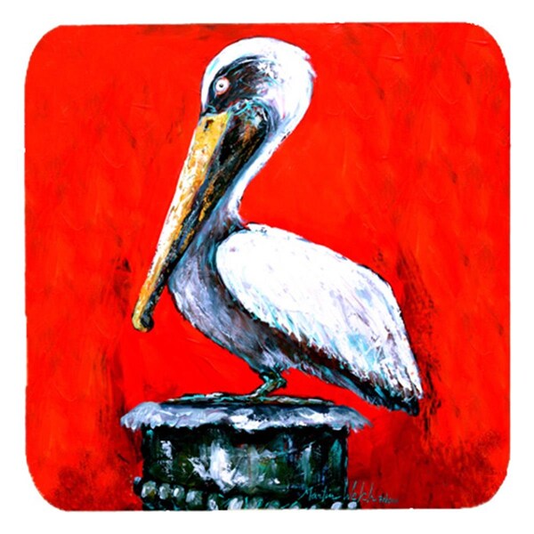 Carolines Treasures Bird - Pelican Red Dawn Foam Coasters- Set of 4 - MW1133FC