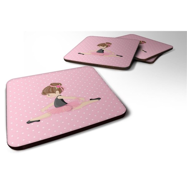 Carolines Treasures Ballerina Brunette Jete Foam Coaster, Set of 4 - BB5174FC