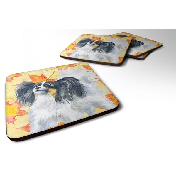 Carolines Treasures Papillon Fall Foam Coaster, 3.5 x 3.5 in. - Set of 4 - BB9918FC