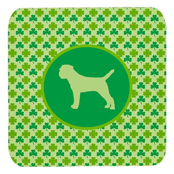Carolines Treasures Border Terrier Lucky Shamrock Foam Coasters- Set of 4 - SDK1015-C-FC