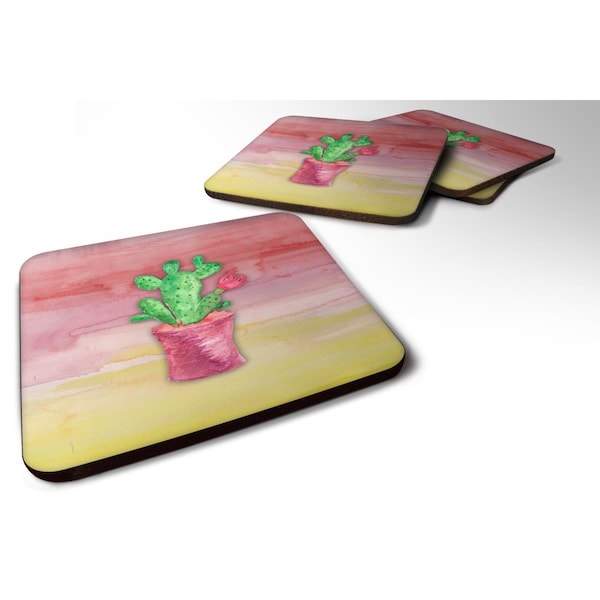 Carolines Treasures Flowering Cactus Watercolor Foam Coasters - Set of 4 - BB7361FC