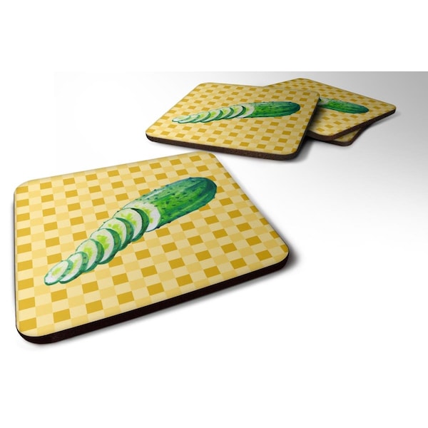 Carolines Treasures Cucumber on Basketweave Foam Coasters - Set of 4 - BB7199FC