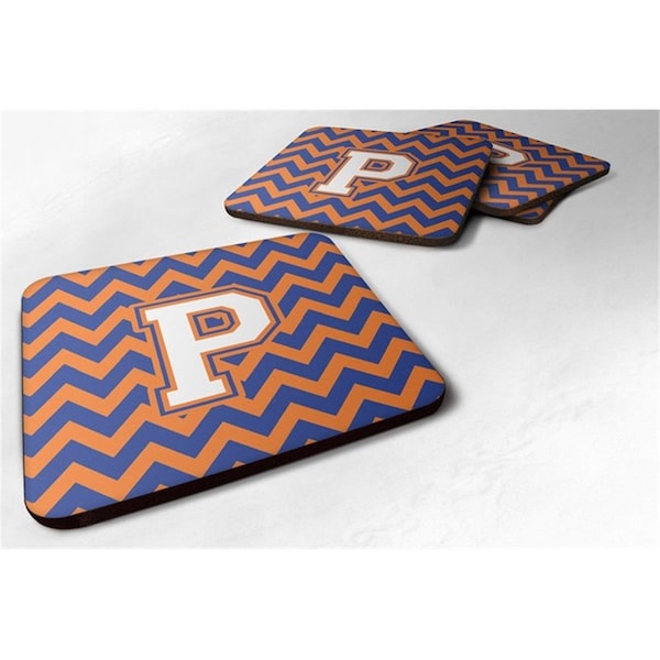 Carolines Treasures Letter P Chevron Blue and Orange No.3 Foam Coaster, Set of 4 - CJ1060-PFC
