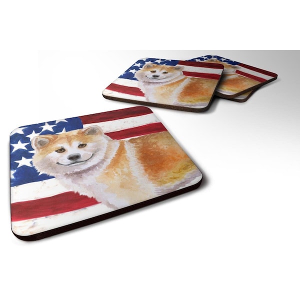 Carolines Treasures Shiba Inu Patriotic Foam Coaster, 3.5 x 3.5 in. - Set of 4 - BB9678FC