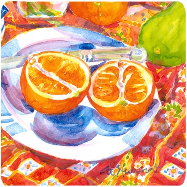 Carolines Treasures Florida Oranges Sliced For Breakfast Foam Coasters- 3.5 x 3.5 In., 4PK - 6035FC