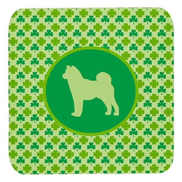 Carolines Treasures Shiba Inu Lucky Shamrock Foam Coasters- Set of 4 - SDK1149-C-FC