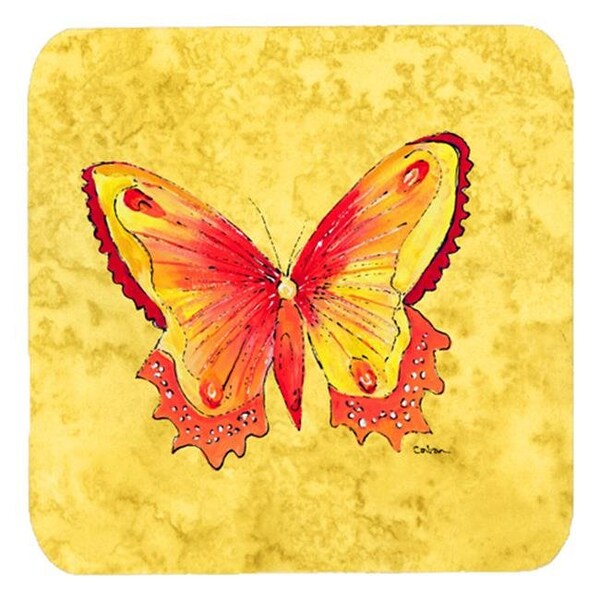 Carolines Treasures Carolines Treasures 8857FC Butterfly On Yellow Foam Coasters; Set Of 4 - 8857FC