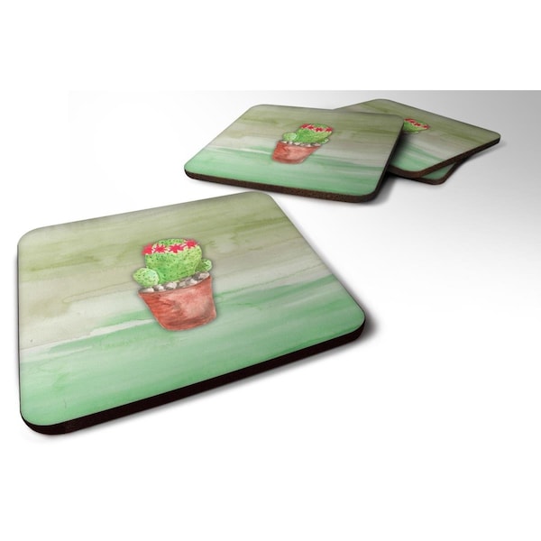Carolines Treasures Cactus Green Watercolor Foam Coasters - Set of 4 - BB7364FC