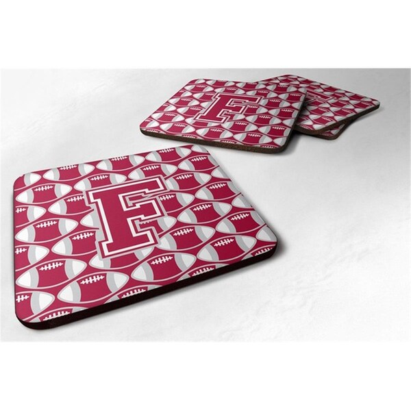 Carolines Treasures Letter F Football Crimson, Grey and White Foam Coaster - Set of 4 - CJ1065-FFC