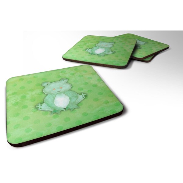 Carolines Treasures Polkadot Frog Watercolor Foam Coasters - Set of 4 - BB7388FC