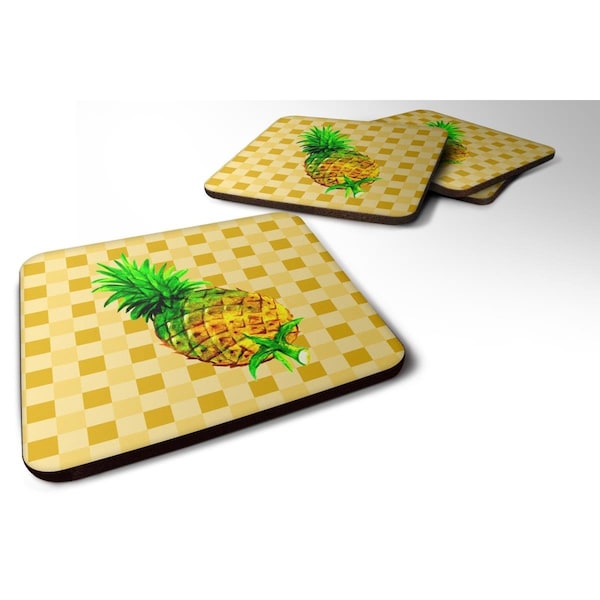 Carolines Treasures Whole Pineapple on Basketweave Foam Coasters - Set of 4 - BB7245FC