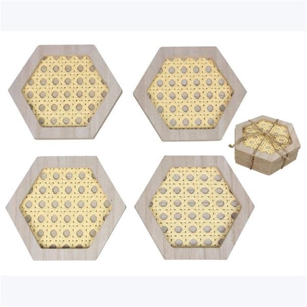 Youngs Wood Natural Home Coaster - 4 Piece - 12329