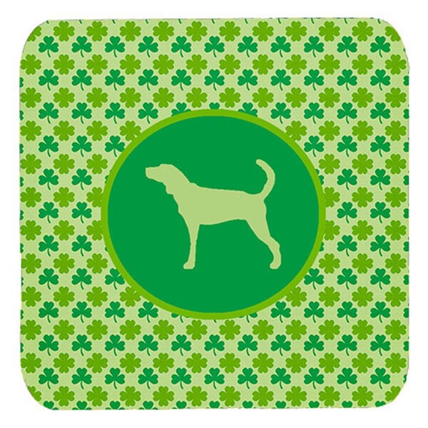 Carolines Treasures Plott Hound Lucky Shamrock Foam Coasters- Set of 4 - SDK1051-C-FC