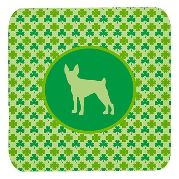 Carolines Treasures Fox Terrier Toy Lucky Shamrock Foam Coasters- Set of 4 - SDK1085-C-FC