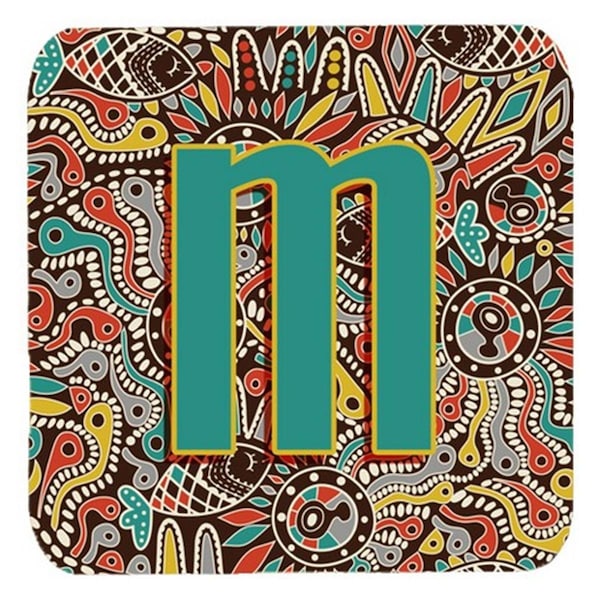Carolines Treasures Letter M Retro Tribal Alphabet Initial Foam Coasters- Set of 4 - CJ2013-MFC