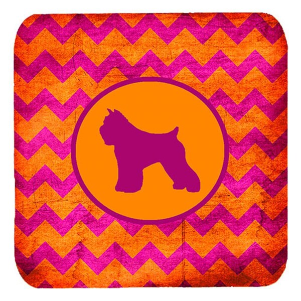 Carolines Treasures Bouvier Des Flandres Chevron Pink And Orange Foam Coasters, 4PK - SDK1120-B-FC